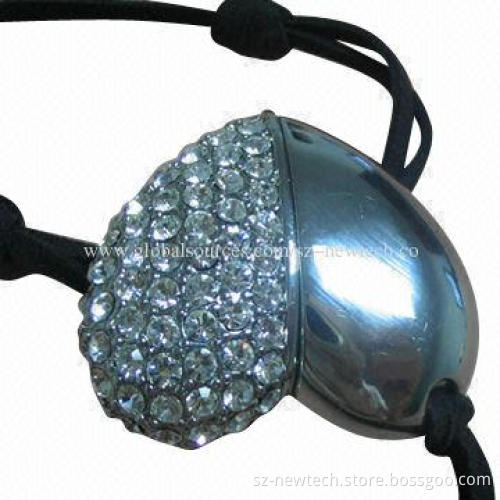 Gift Jewelry Crystal Keychain USB Drives w/1 to 64GB Capacity, Plug-and-play/OEM/ODM is Welcome